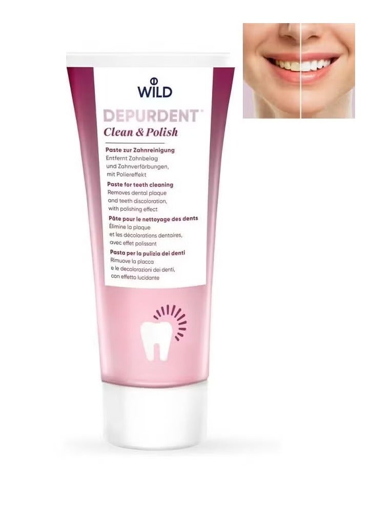 WILD Clean & Polish Toothpaste, Deep Cleaning to Remove Tea Stains From Teeth, Stain Removal and Polishing Effect - 75 ml - Image 1